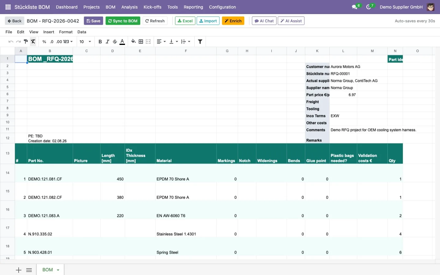 The BOM lives in a spreadsheet — with an AI copilot